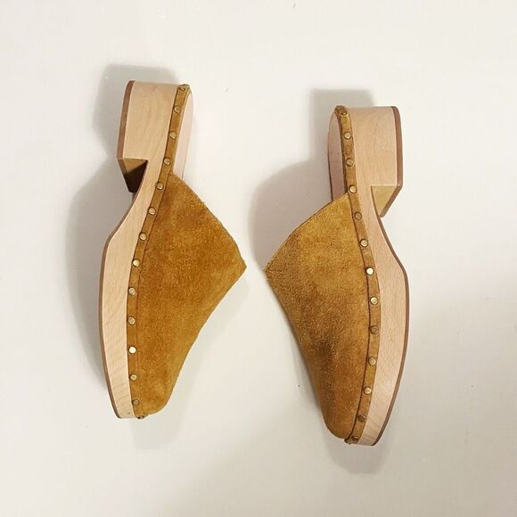 J. Crew Dakota Clogs Brown Suede Wood Heel Slip On Size 10.5 style BJ797 - Picture 3 of 8